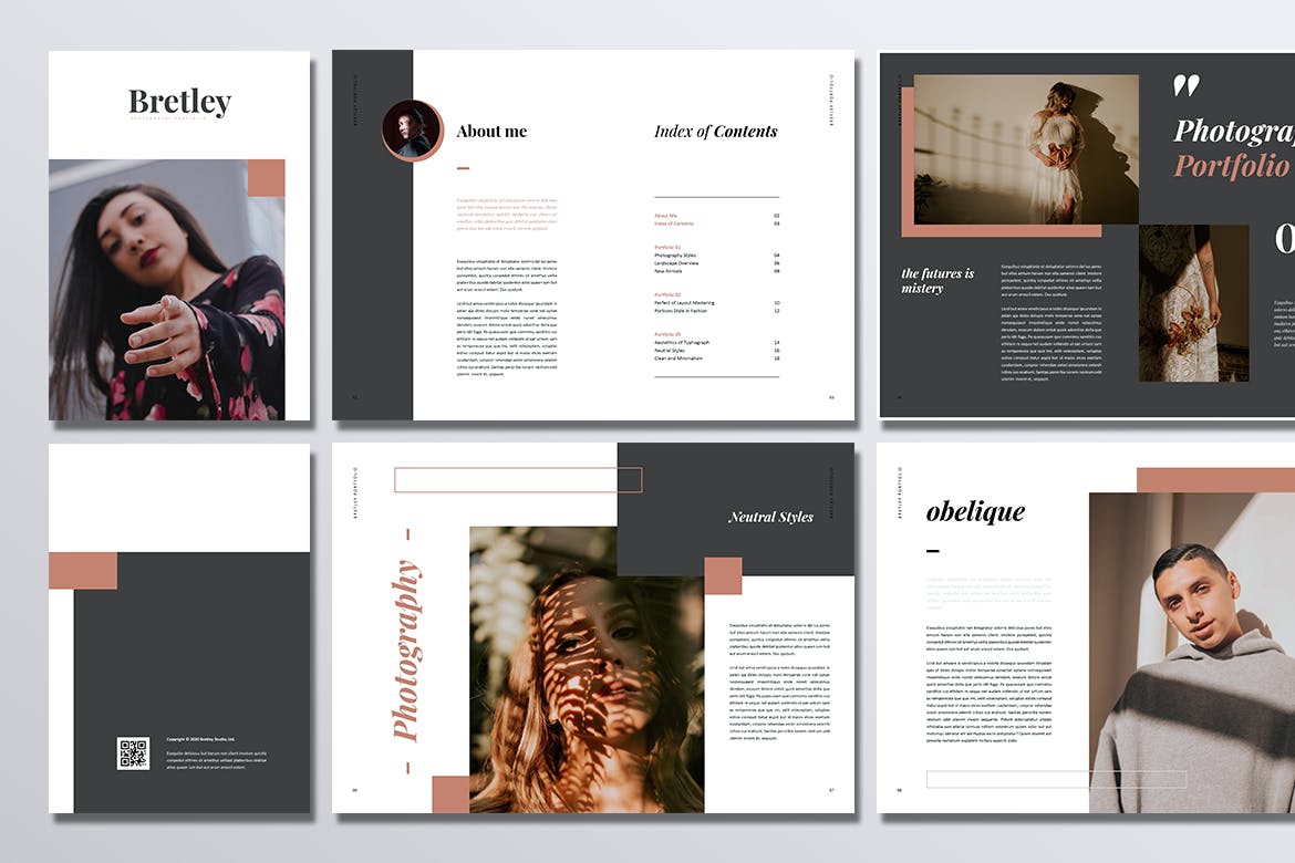 创意摄影作品集/照片画册设计模板 BRETLEY Creative Photography Portfolio Brochures插图(4)