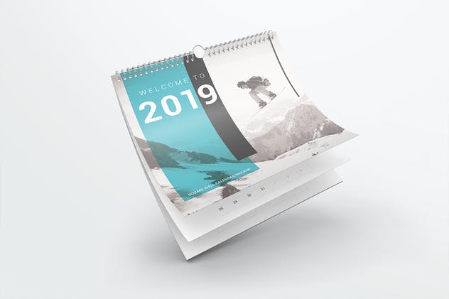 方形挂墙活页日历样机模板 Square Wall Calendar Mockups插图(3)