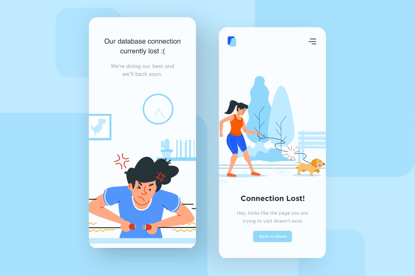 APP网络连接错误页面设计模板 Connection Lost – Mobile Apps Illustration插图