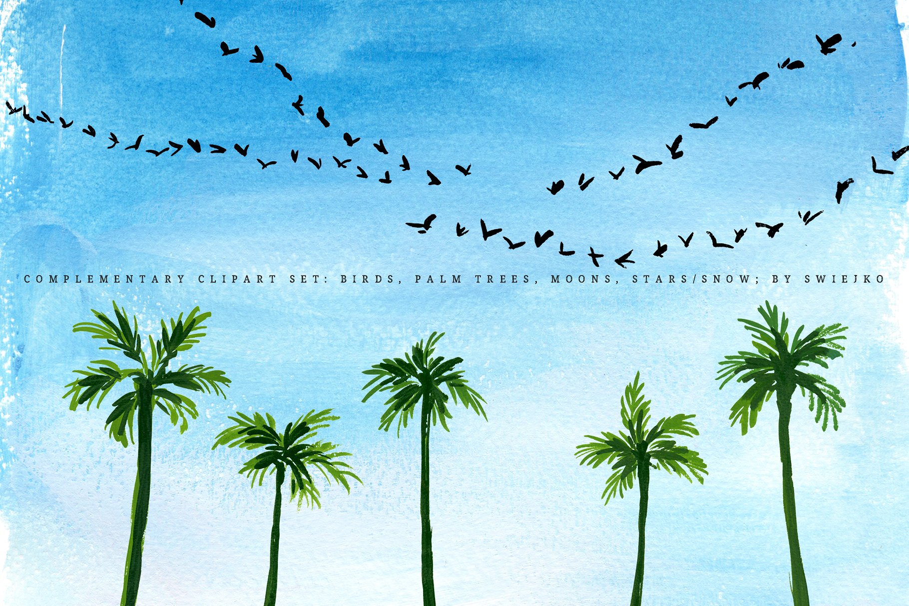 丙烯画天空背景素材 Sky background, illustration set插图(2)