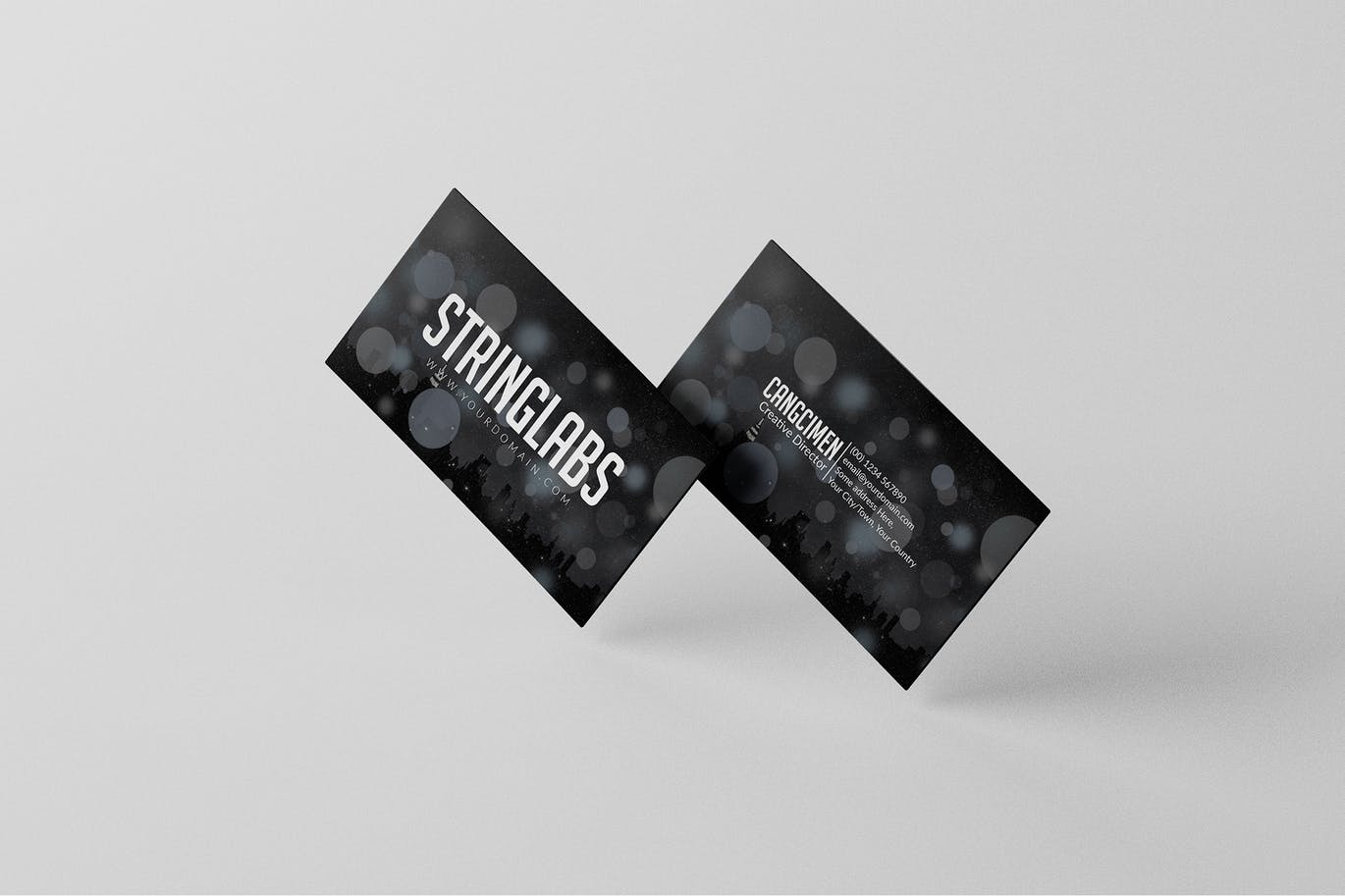 黑暗的散景名片设计模板插图(1)