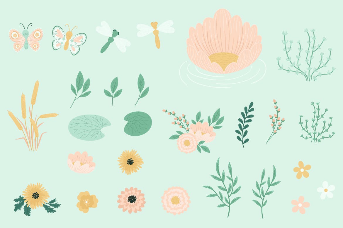 可爱小青蛙手绘矢量图形素材库精选设计素材 Cute Little Frogs Vector Graphic Set插图(6)