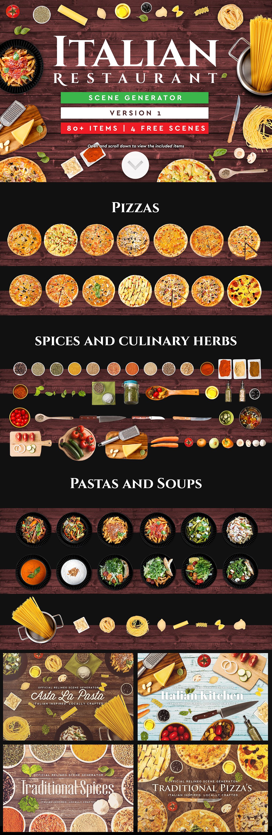 Italian Restaurant Scene Generator时尚高端的意大利餐厅场景生成器下载[psd]插图