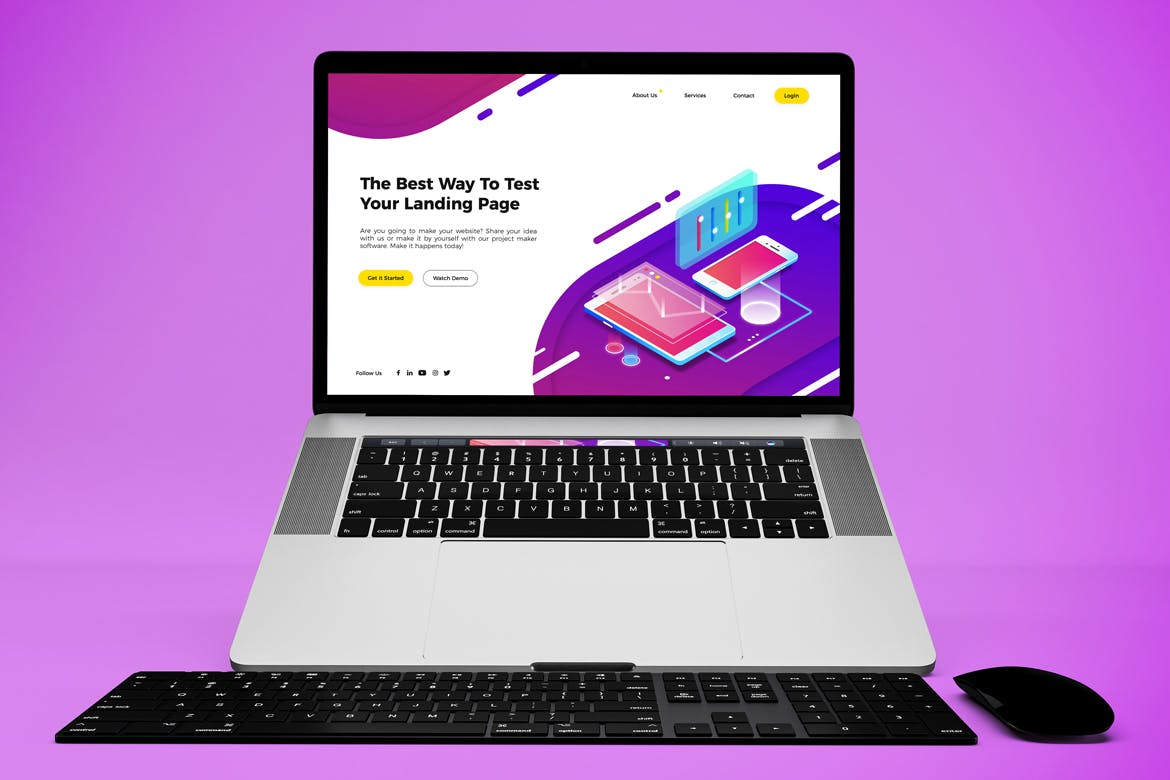 悬浮风格MacBook Pro笔记本电脑Web设计预览素材库精选样机v3 Macbook Pro Mockup V.3插图(5)