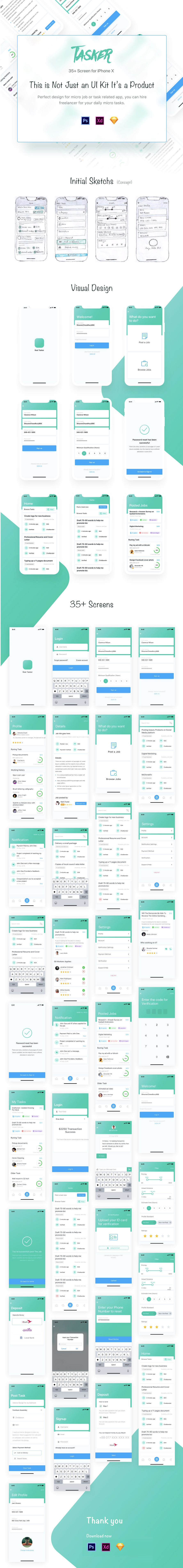 素材库下午茶：求职发布工作等人力资源类APP UI KITS[PSD,sketch]插图