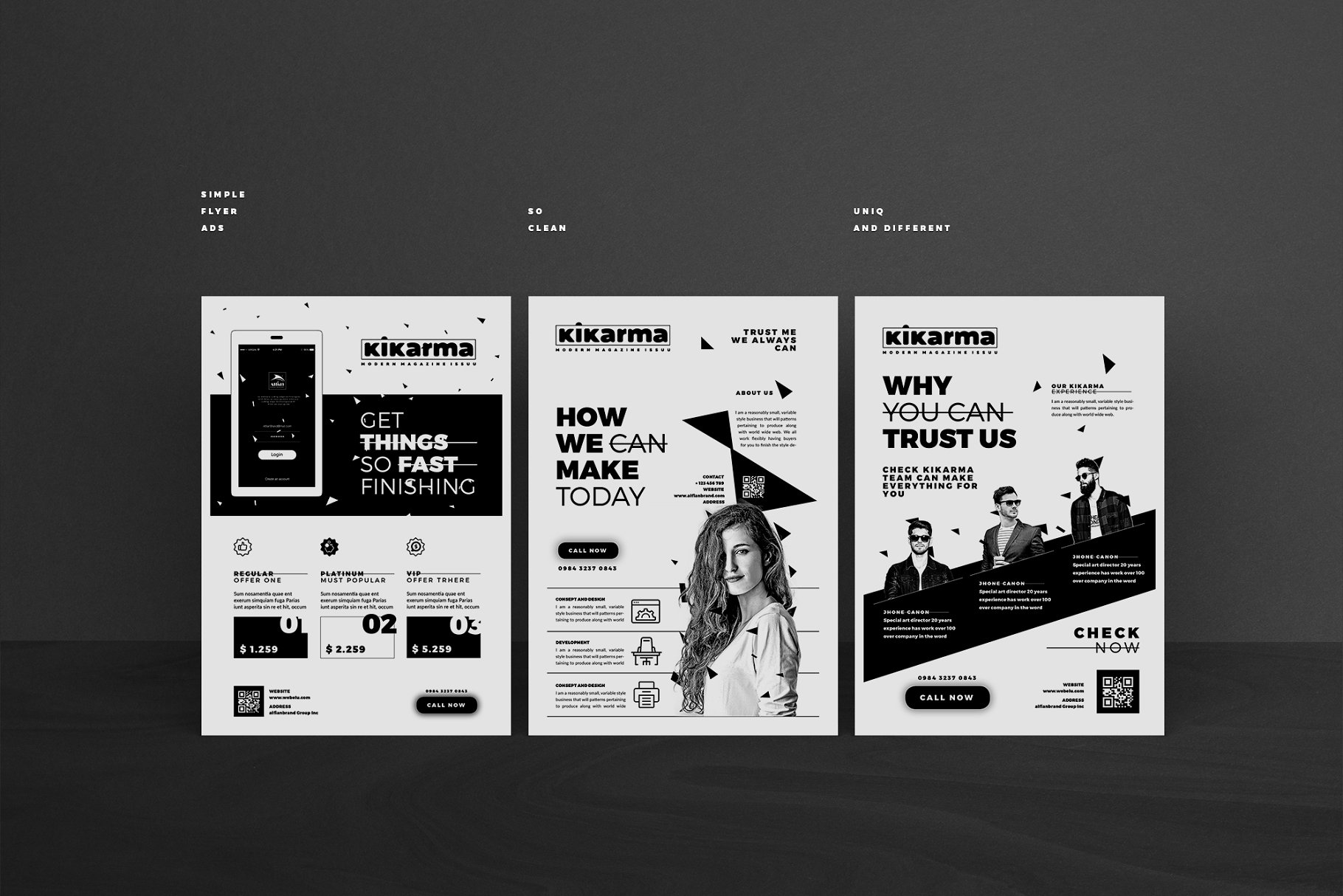 时尚黑白风格企业商务宣传传单模板 Flyer Template插图(2)