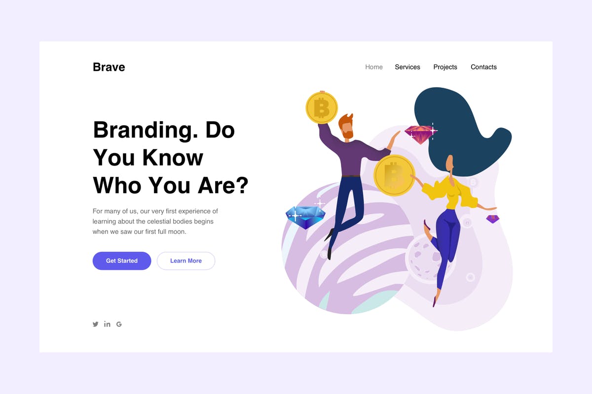 加密货币比特币概念插画着陆页模板 Bitcoins Landing Page Illustration插图