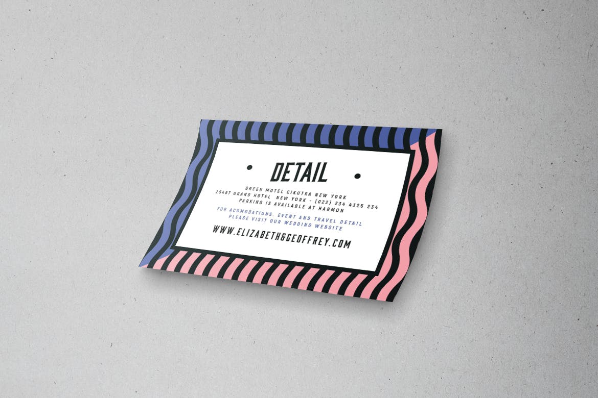 孟菲斯设计风格婚礼邀请函设计套装 Memphis Wedding Invitation Set插图(4)