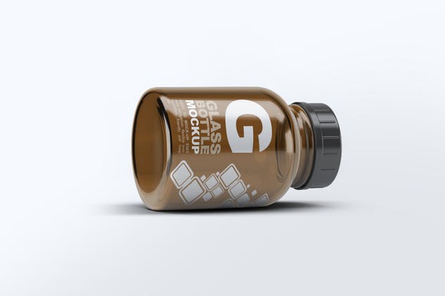 美容药品玻璃罐子瓶子样机 Pill Cosmetics Glass Bottle Mock-Up插图(5)