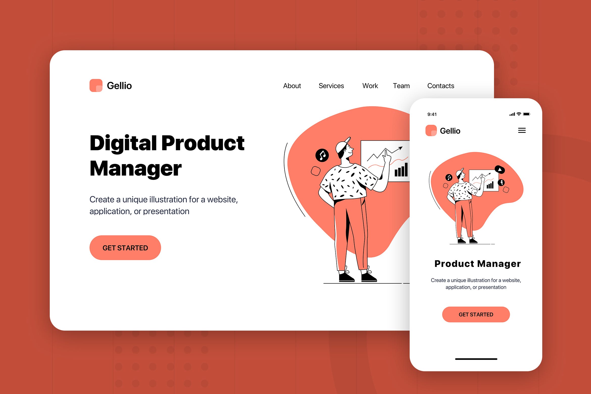 数字产品经理主题网站Banner&着陆页设计矢量插画 Digital Product Manager – Banner & Landing Page插图