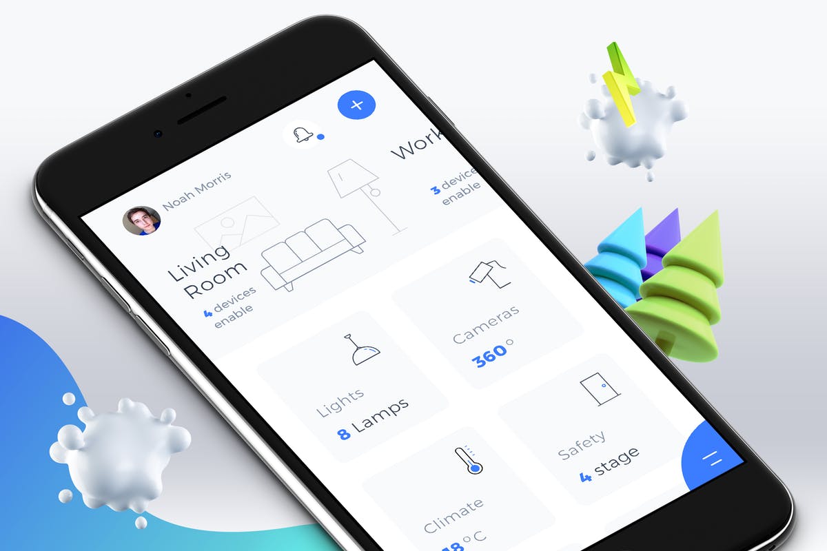 智能家居APP应用控制面板界面模板 Smart Home Dashboard 1 Mobile Ui插图