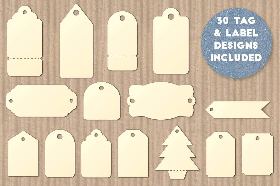 礼品标签和价格标签矢量图形素材 Gift Tag and Price Label Shapes插图(1)