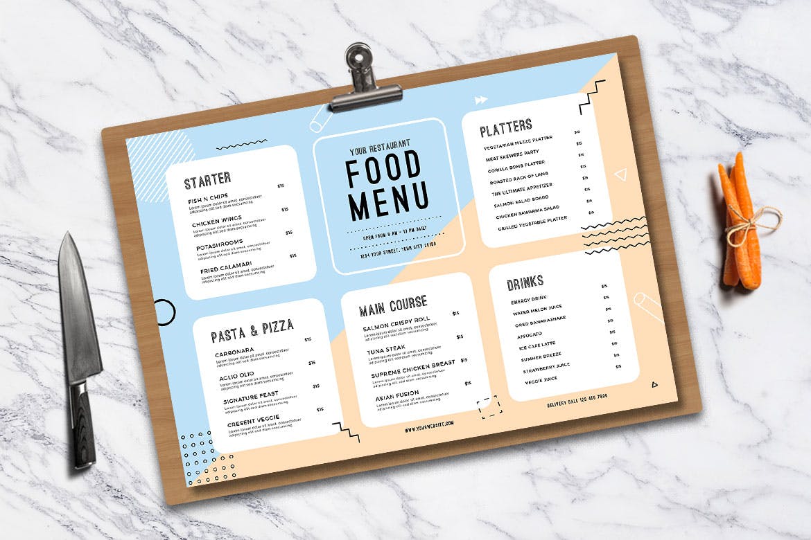 简约风格夏天餐厅菜单设计模板 Summer Food Menu插图(3)