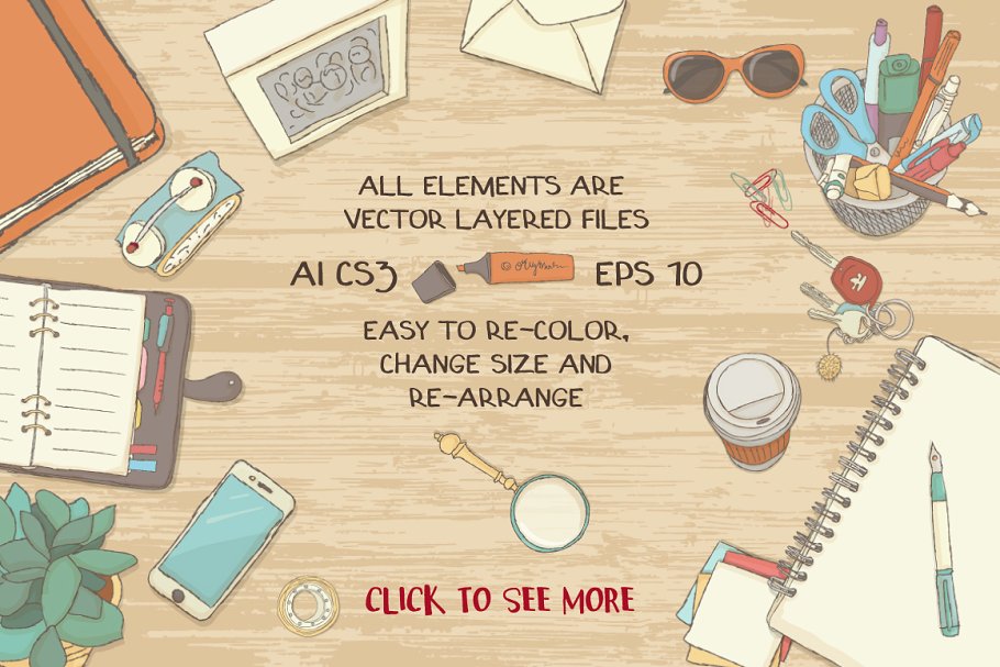 超级巨无霸场景手绘设计素材包 Illustrated Hero Image Scene Creator插图(2)