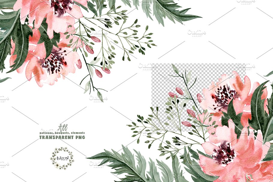 森林的气息水彩剪贴画元素 Watercolor Forest Scent插图(8)