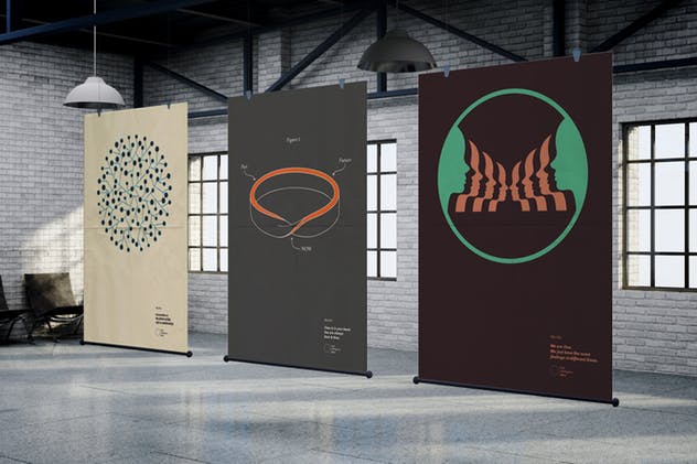 布料质地卷轴广告海报样机模板 The Fabric MockUp插图(7)