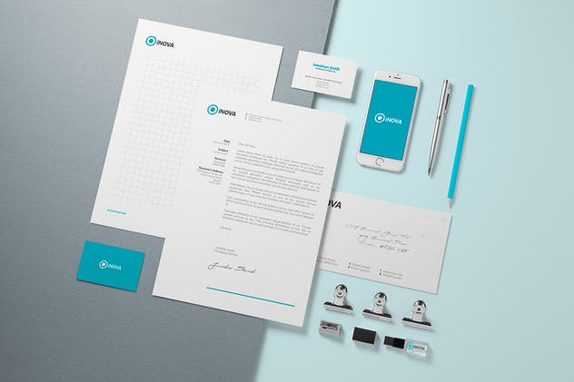 企业品牌VI设计办公文具样机模板v1 Branding / Identity Mock-up插图(3)