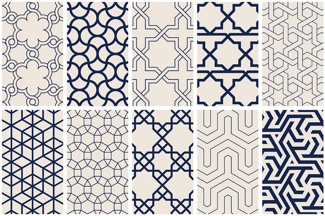 伊斯兰民族艺术几何图形图案素材 Islamic Art Vector Patterns插图(8)