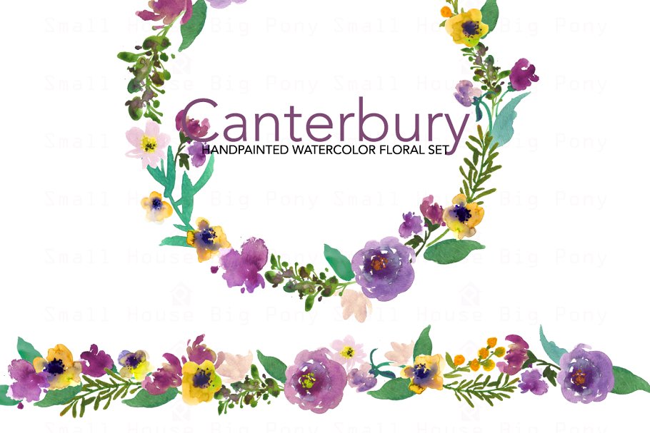 坎特伯雷-水彩剪辑艺术集 Canterbury- Watercolor Clip Art Set插图(3)