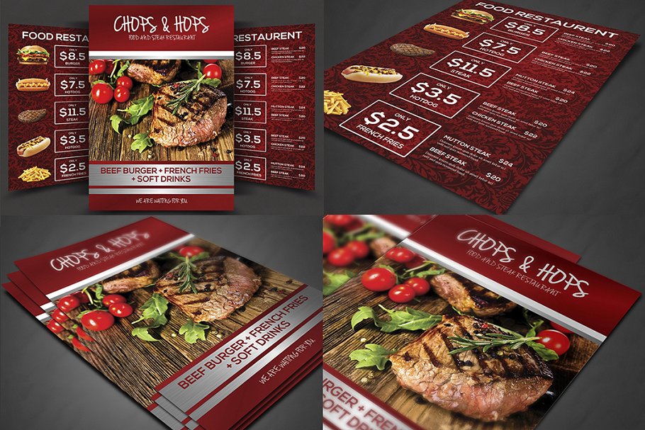 40款西式饮食菜单传单模板合集 Restaurant Menu Bundle插图(4)