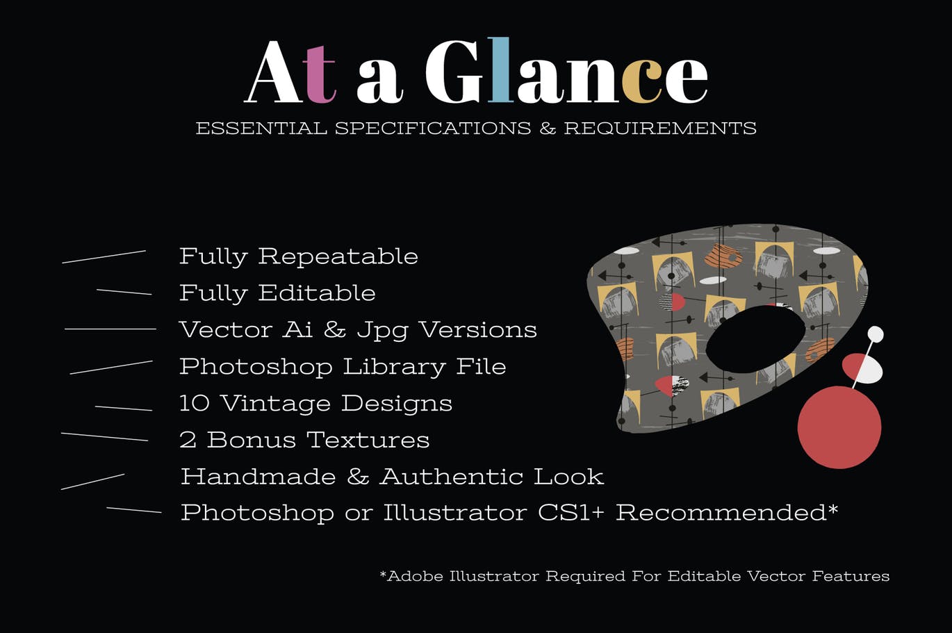 20世纪中叶复古时尚无缝图案纹理素材包 Mid-Century Illustrated Patterns插图(4)