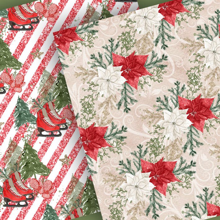 冬季主题手绘装饰图案数码纸张设计素材 Hello Winter digital paper pack插图(1)