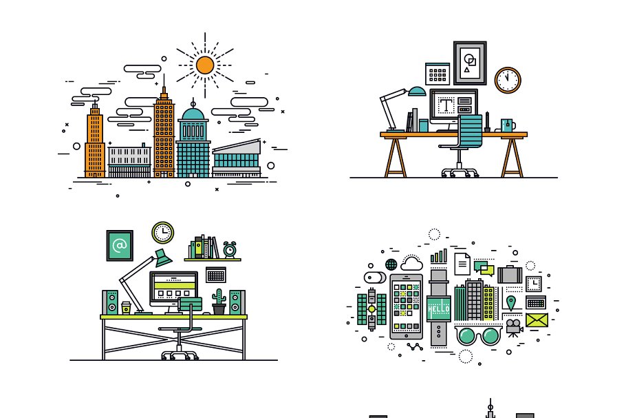 细线概念插画集合 Thinline Illustrations Collection插图(1)