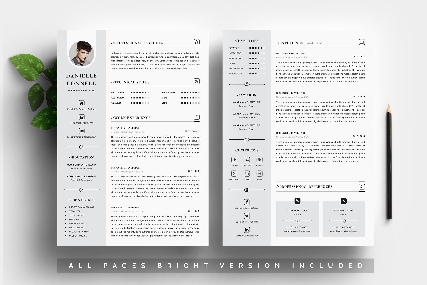 现代设计风格个人电子简历设计模板 Modern Resume Template 4 Pages插图(4)