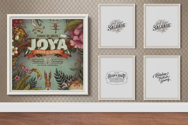 实体墙背景海报艺术作品展示样机模板 Just Frames – Prints Mockups插图(3)