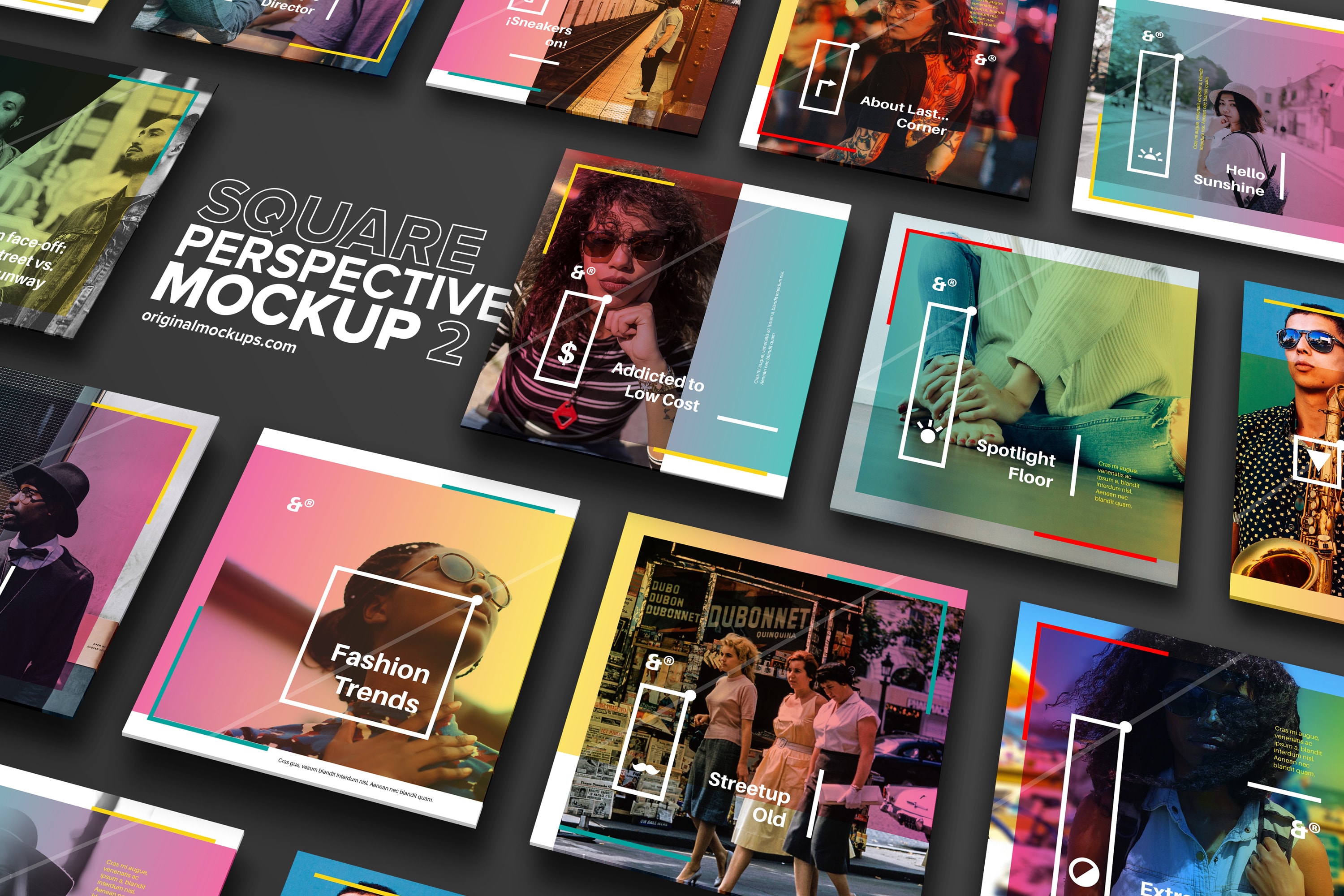 方形UI设计效果透视图等距样机模板02 Square Perspective Mockup 02插图(1)