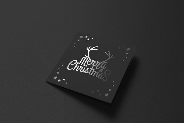 正方形铝箔冲压贺卡样机 Square Greeting Card Mock-Up with Foil Stamping插图(13)