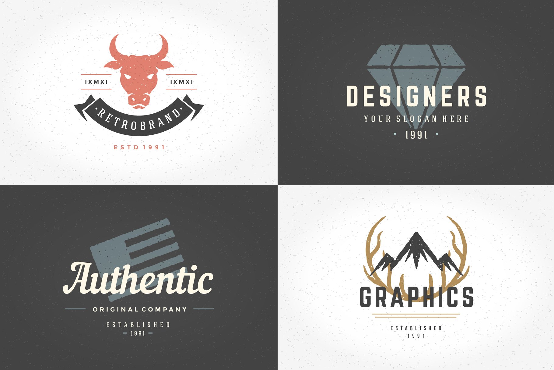 20个手绘复古Logo模板  20 hand drawn logos插图(3)