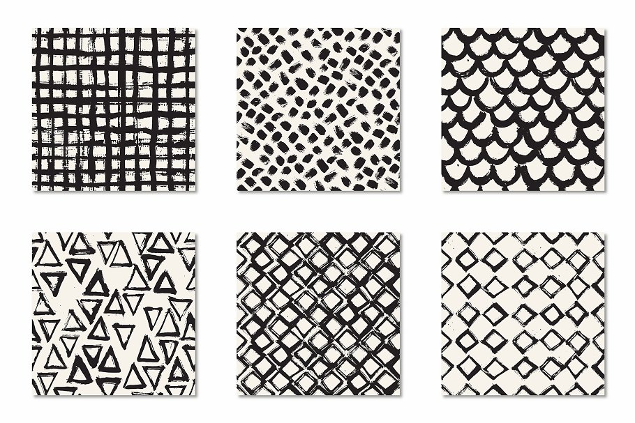 手绘毛笔画笔曲折线条纹理 Brush Strokes Seamless Patterns插图(3)