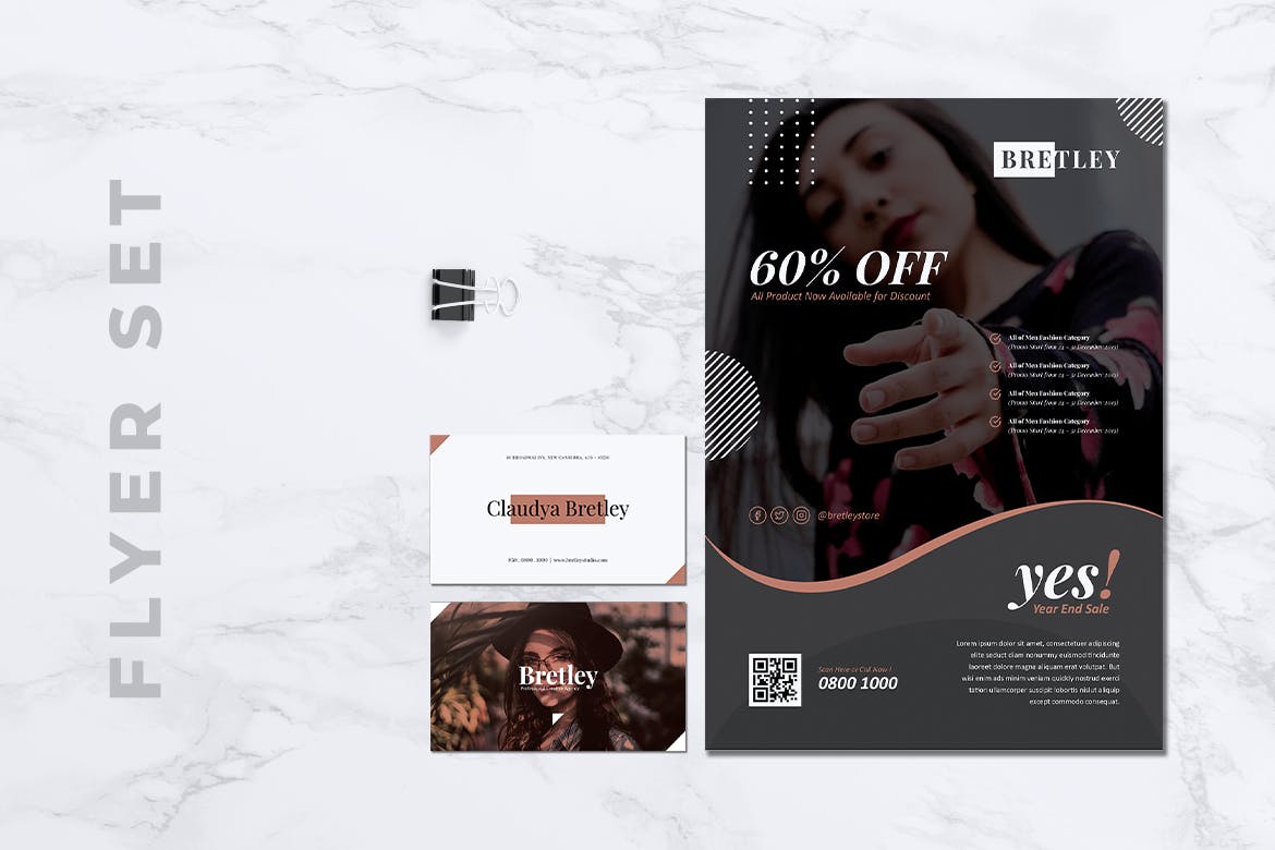 时装店传单和名片设计模板 BRETLEY Fashion Store Flyer & Business Card插图(4)