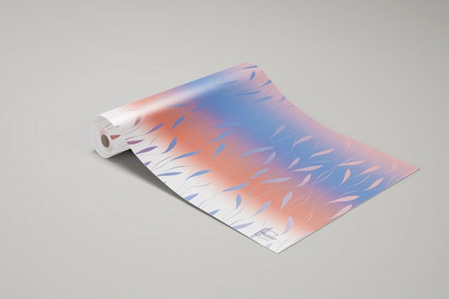 墙纸设计卷轴PSD样机2 Wallpaper Rolled PSD Mockups 02插图(4)