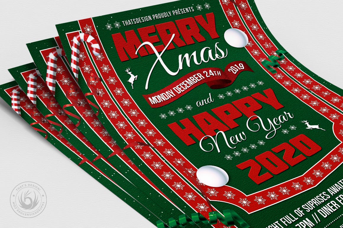 平安夜暨新年活动海报传单设计模板v10 Christmas Eve Flyer Template V10插图(4)