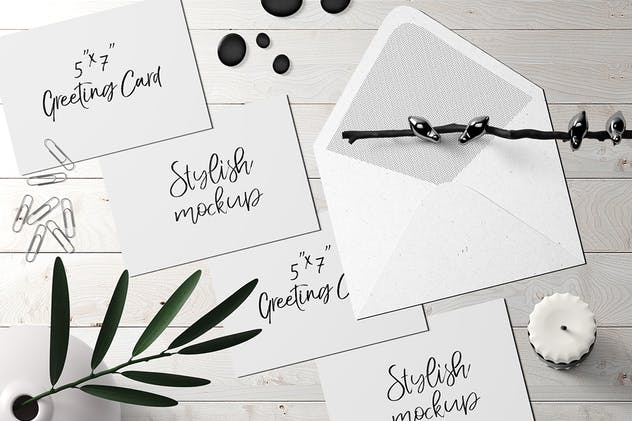 7×5贺卡/明信片样机套装2 7×5 Greeting Card / Postcard Mockup Set 2插图(6)