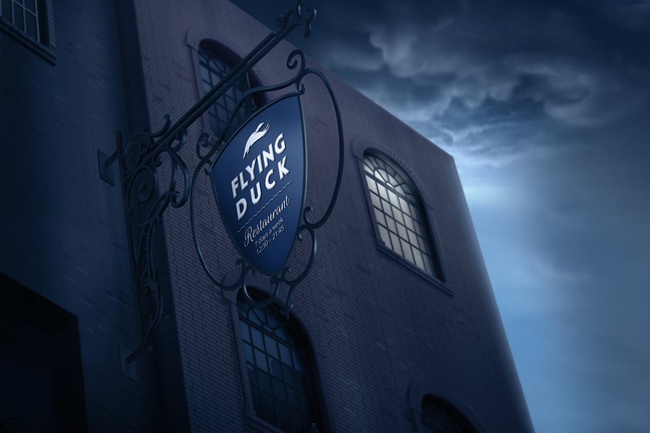 复古风格店招招牌样机 Vintage signboard mock-up插图