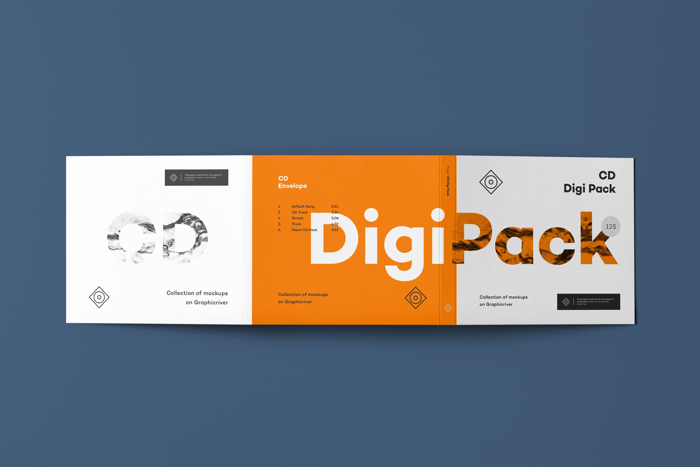 CD光碟封面&包装盒设计图素材库精选模板v8 CD Digi Pack Mock-up 8插图(6)