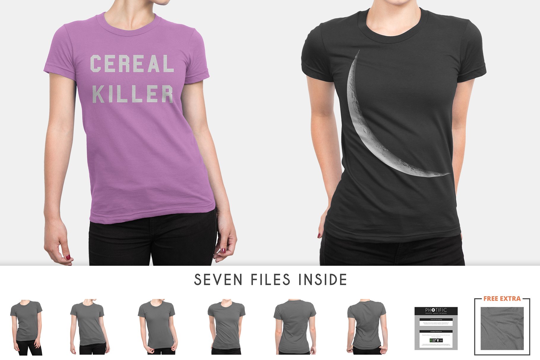 女士短袖图案T恤展示样机 Women’s T-Shirt Apparel Mockups插图(2)