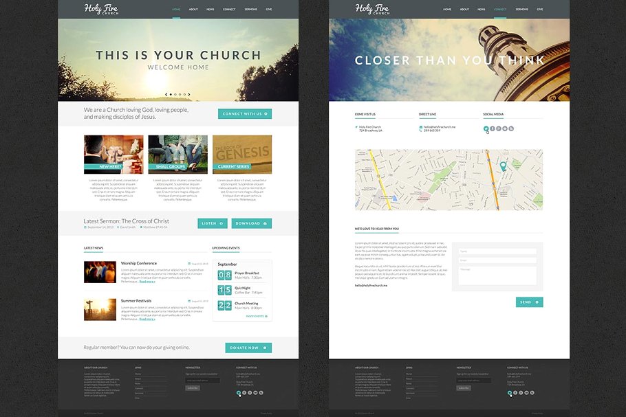 教堂教会官方网站PSD模板 Holy Fire – Church PSD插图(2)