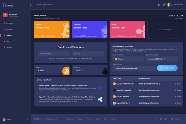 加密货币比特币交易管理系统网站后台仪表盘UI模板 Delivius – Cryptocurrency Admin Dashboard UI Kit插图(4)