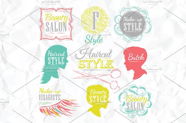 美容美发复古风格素材 Beauty salon插图(2)