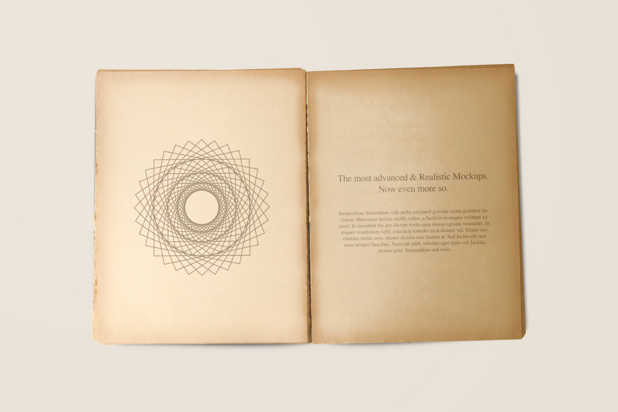 复古图书内页版式设计样机模板 Old Vintage Book Mockup插图(4)