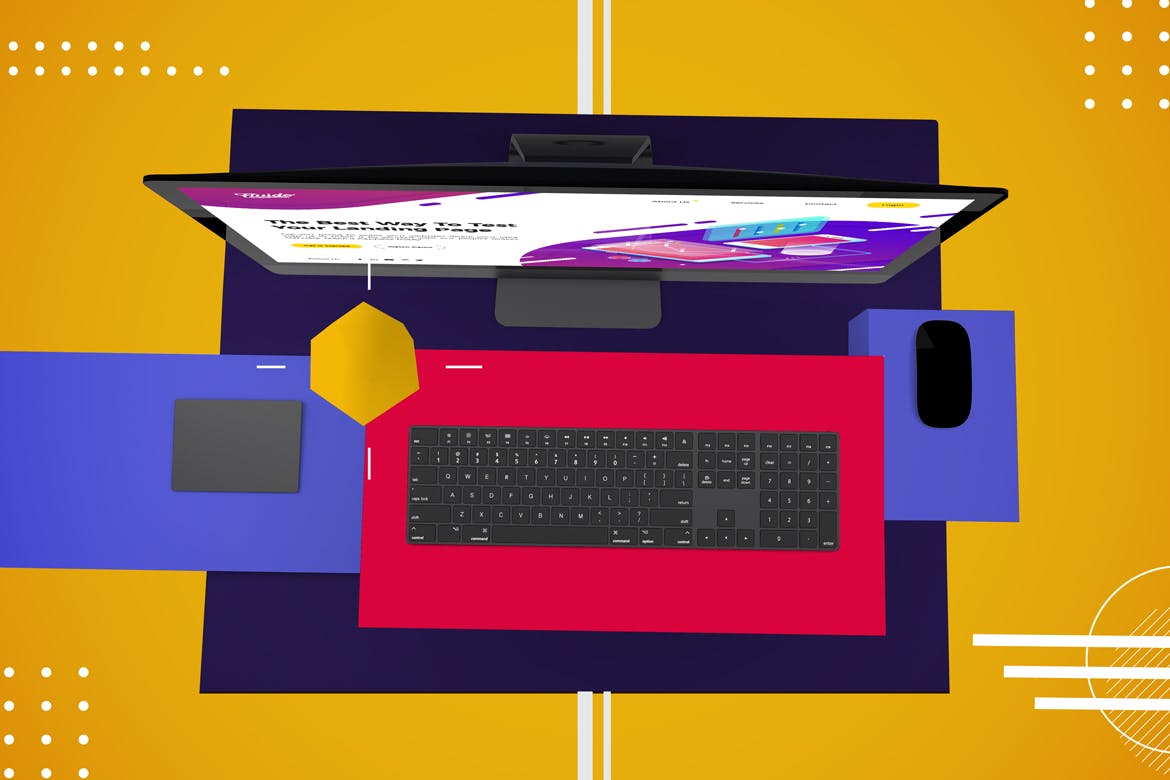 抽象场景iMac Pro一体机电脑屏幕预览素材库精选样机v2 Abstract iMac Pro V.2 Mockup插图(6)