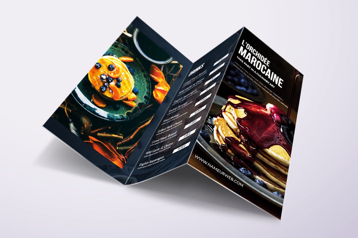 A4&美国信纸尺寸三折页餐厅点餐菜牌设计模板 Fresh Minimal Trifold A4 & US Letter Food Menu插图(1)