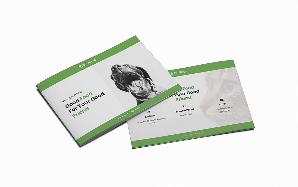 宠物店/宠物医院A5宣传册设计模板 Pet Shop A5 Brochure Template插图(1)