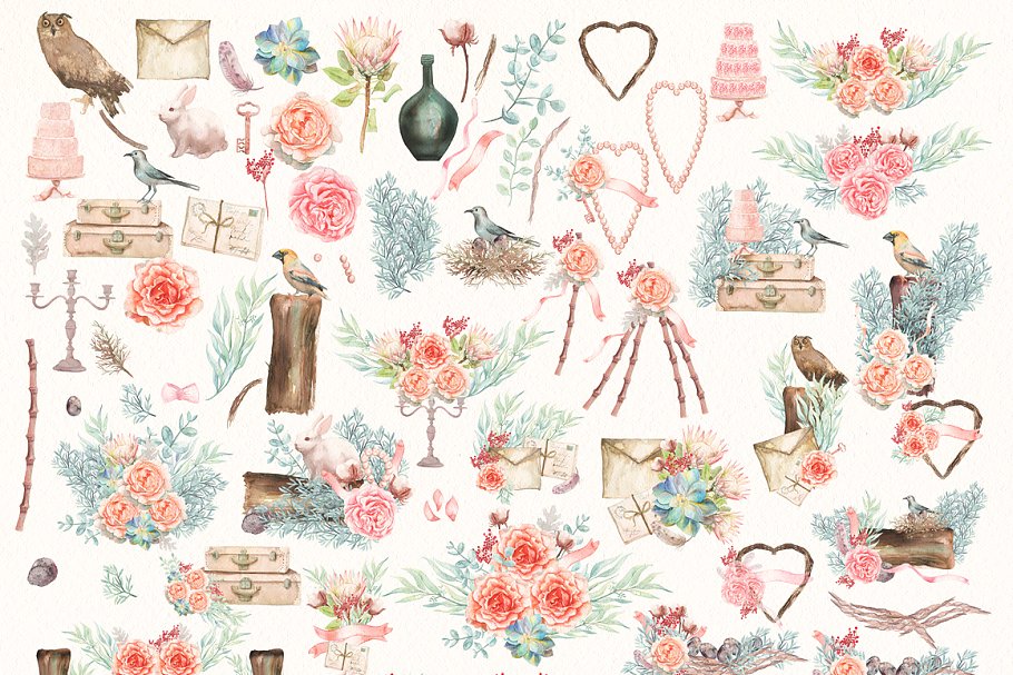 春天别致水彩插画素材 Watercolor Chic of Spring插图(1)