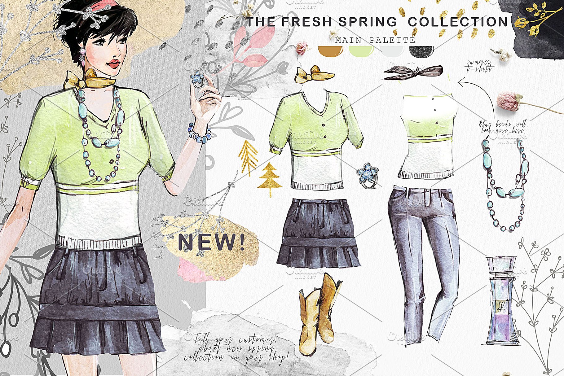 时尚服饰插画设计素材包 Fashion clothing creator插图(7)