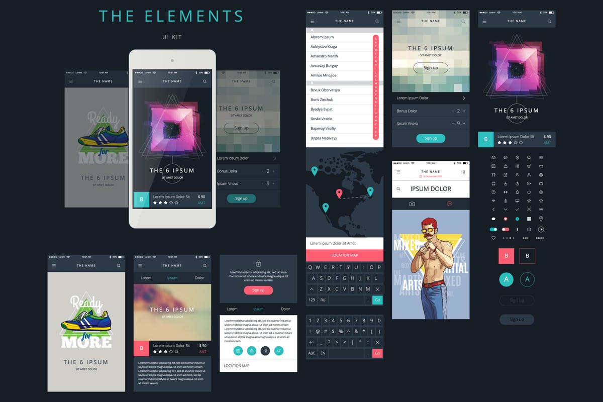 APP应用图形用户界面线框图工具包 Vector Phone GUI Template. Wireframe UI Kit.插图